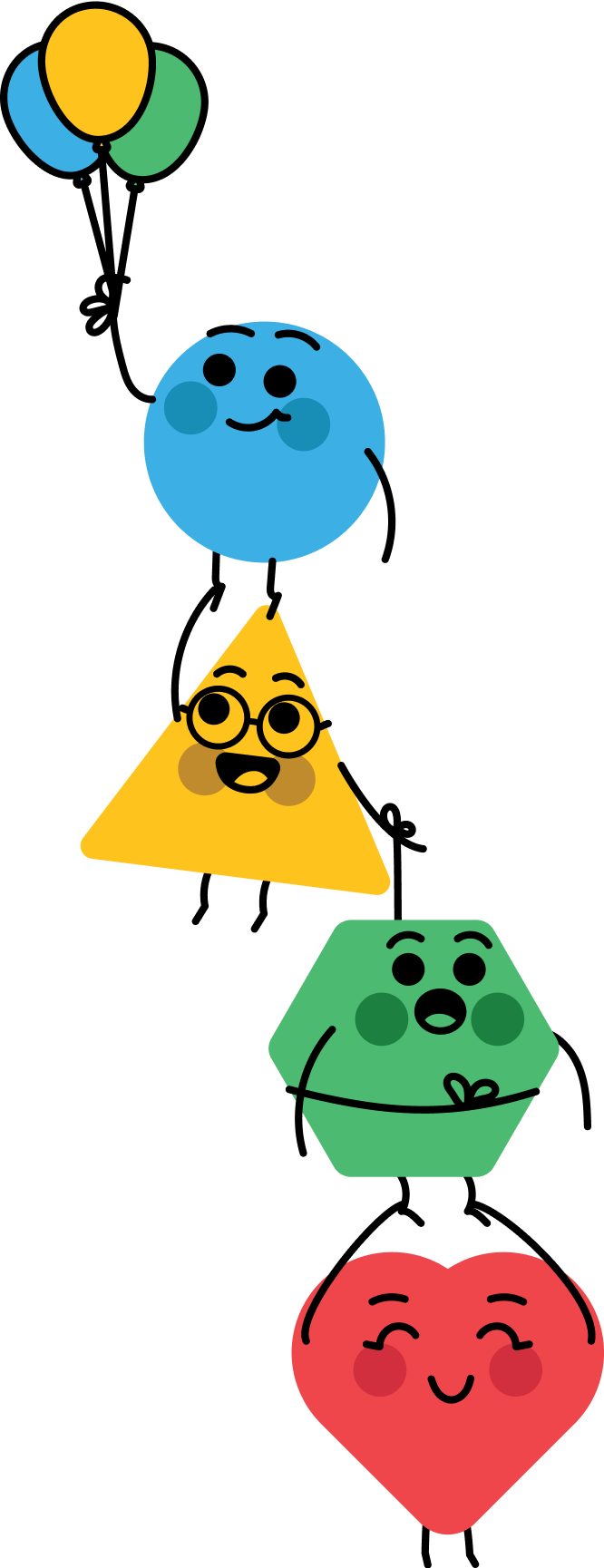 Smiling geometric shapes promote fun learning and creativity at Oxford Early Learning Centre, a preschool, daycare, and kindergarten.